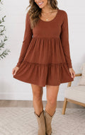 Ribbed Frilled Mini Dress