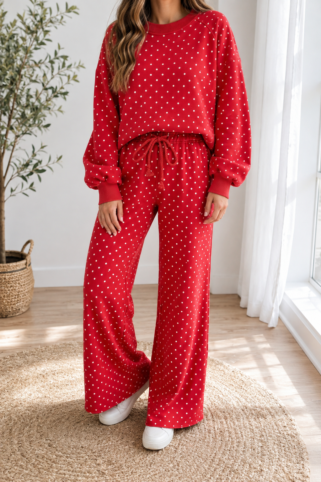 Brown Polka Dot Drawstring Set