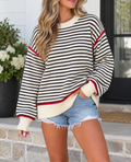 Black Stripe Ribbed Sweater