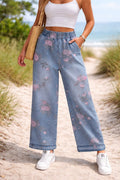 Blue Floral Elastic Jeans RTS
