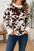 Brown Cow Pattern Sweater