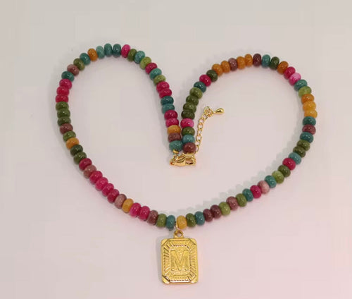 Beaded Gold Plated Initial Necklace RTS