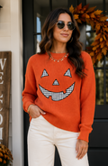 Gingham Face Halloween Sweater