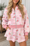 Pink Floral Athletic Skort Set
