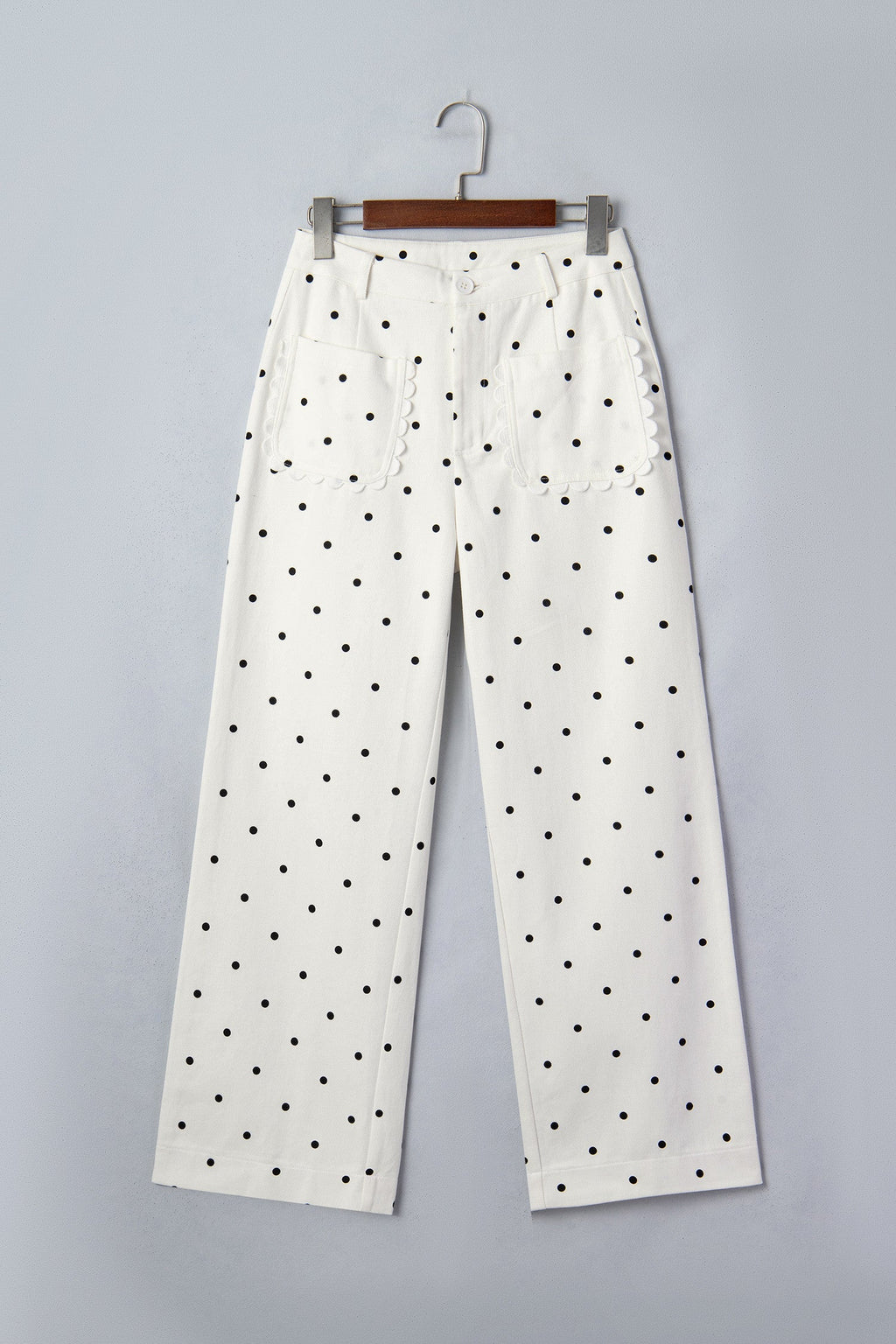 Polka-Dot Scalloped Jeans